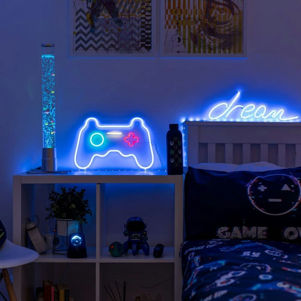 image 1 of ValueLights Games controller Games Controller Neon White Illuminated Decoration and Integrated LED 5W Multicolour Bulb