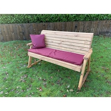 Traditional Three Seater Rocker With 1 x Winchester Cushion Burgundy, 1 x Scatter Cushion Burgundy & 1 x Fitted Cover