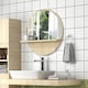 image 3 of kleankin 45cm Wall Mounted Bathroom Mirror, Round Mirror with Shelf, Framed Makeup Mirror for Home Decoration, Natural Wood Effect