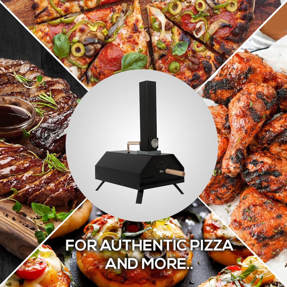 image 1 of Haven Outdoor Wood Fired Pizza Oven with Pizza Stone, Pizza Paddle & Rain Cover