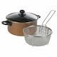 image 3 of 24cm 9 Non-Stick Chip Pan Deep Fat Fryer Cooking Pot with Frying Basket and Lid Set | Brown | 1