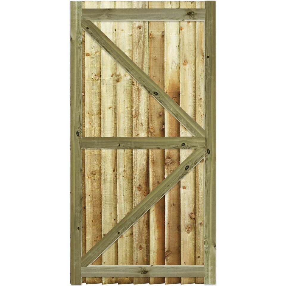 image 1 of Heavy Duty Garden Gate 6ft x 3ft Feather Edge H-Frame Flat Top Treated Timber Door