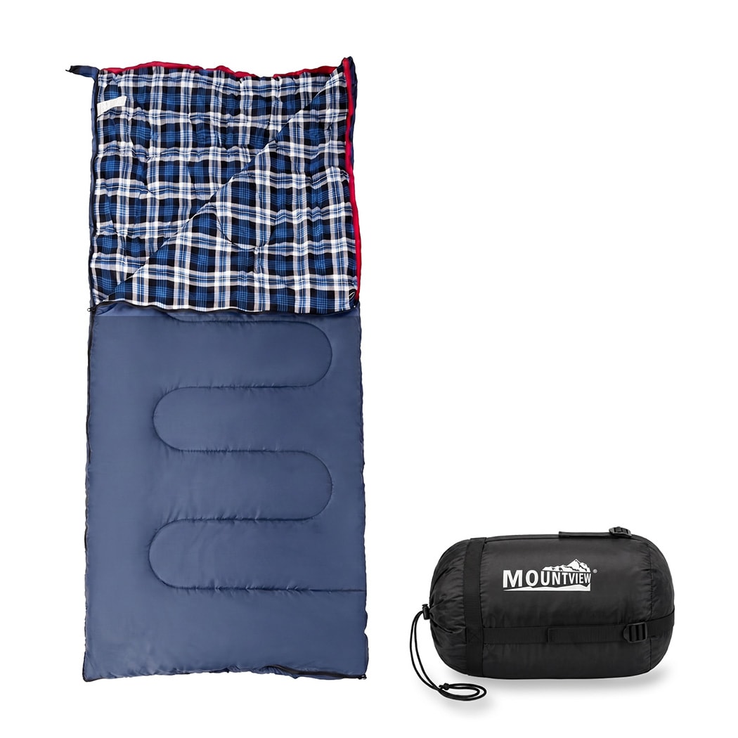 Mountview Single Sleeping Bag 3 Season Waterproof Warm Soft Adult Hiking Camping in Blue