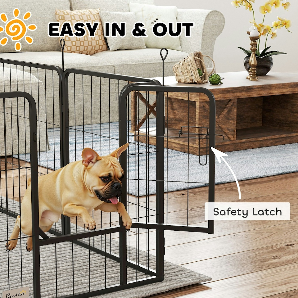image 1 of PawHut Eight-Panel Dog Playpen with Door, for Indoor, Outdoor, 60cm Tall