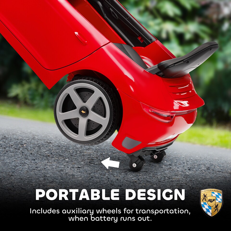 image 1 of AIYAPLAY RUF GT Licensed Electric Car for Kids, 12V Kids Ride on Car with Suspension System, Remote Control, Music, Horn, USB, Slow Start and Safety Belt for 3-5 Years Old Boys and Girls | Red