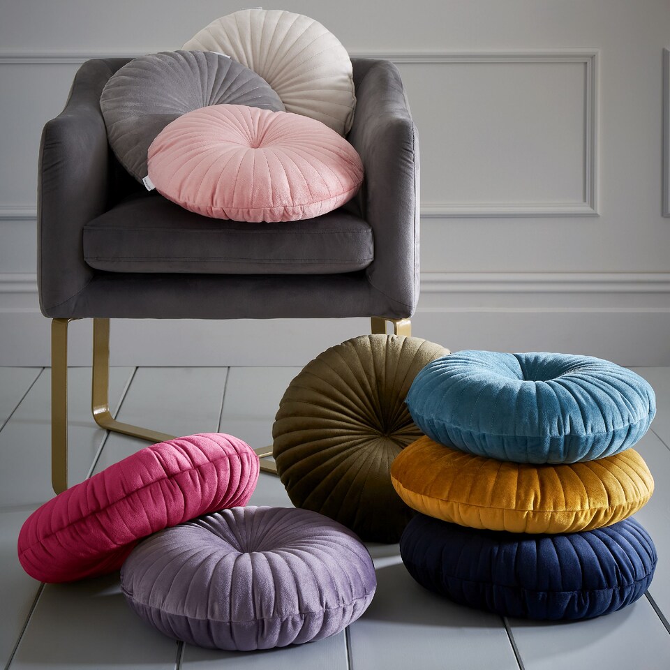 image 1 of Catherine Lansfield Round Cushion Soft Touch Cushion | Green | Olive Green | 40x40cm