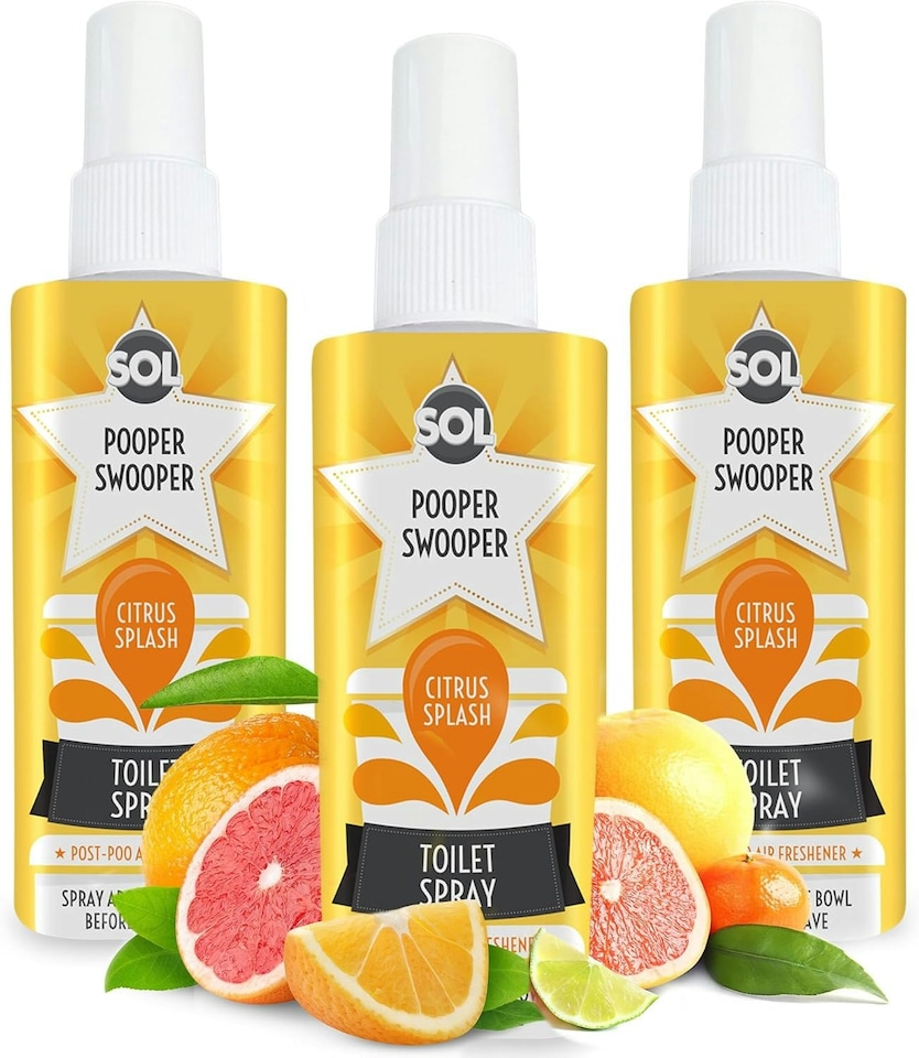 image 1 of SOL 3pk x 60ml Pooper Swooper Toilet Spray Citrus Splash Fragrance