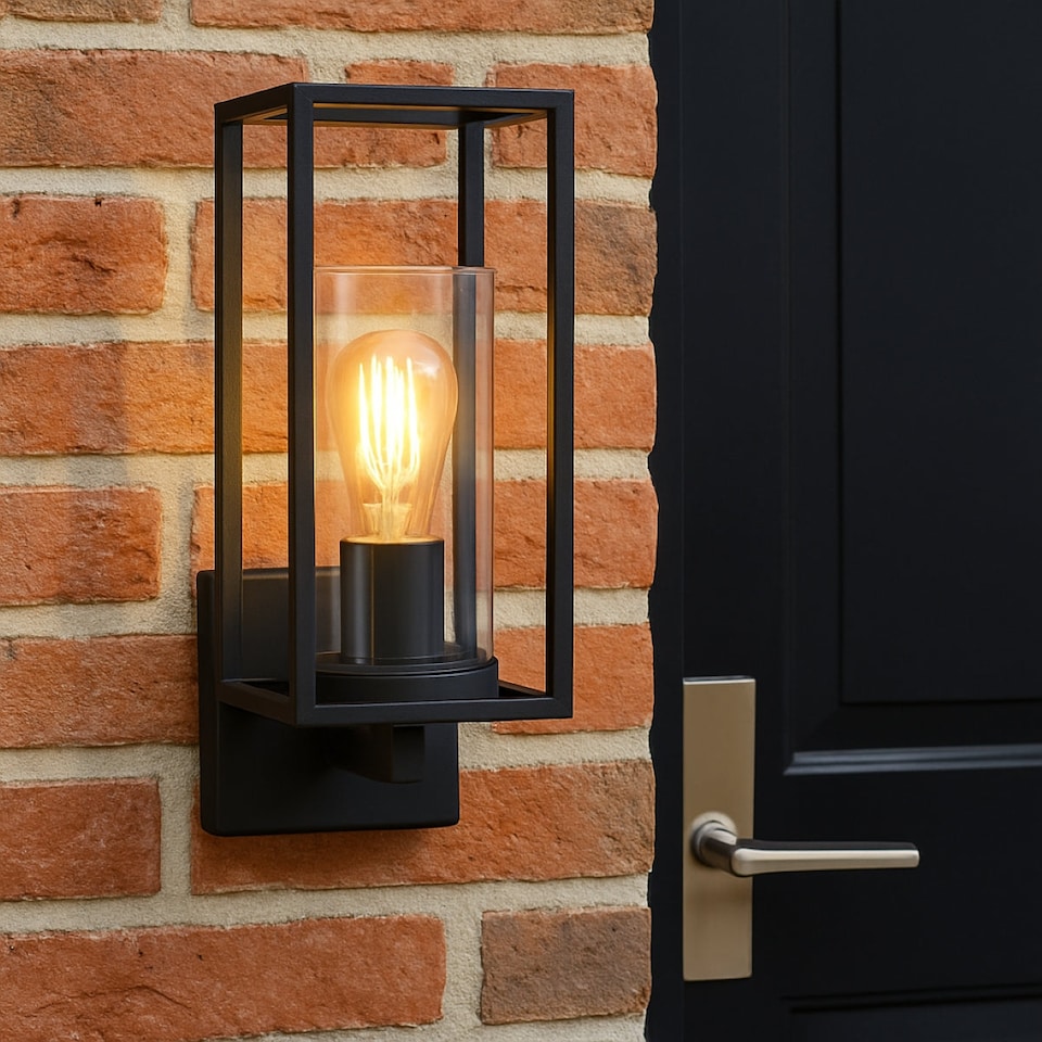 image 1 of CGC CHLOE Up Black E27 Outdoor Wall Lantern Light Clear Diffuser IP54