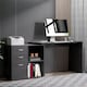 image 1 of HOMCOM L Shaped Computer Desk, Reversible Home Office Desk with Drawers, File Cabinet and Storage Shelves, Study Table, 117 x 83.5 x 76cm, Black