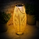 image 3 of ValueLights Solar Powered Outdoor Natural Bamboo Floor Lamp with Drum Shade | Cream