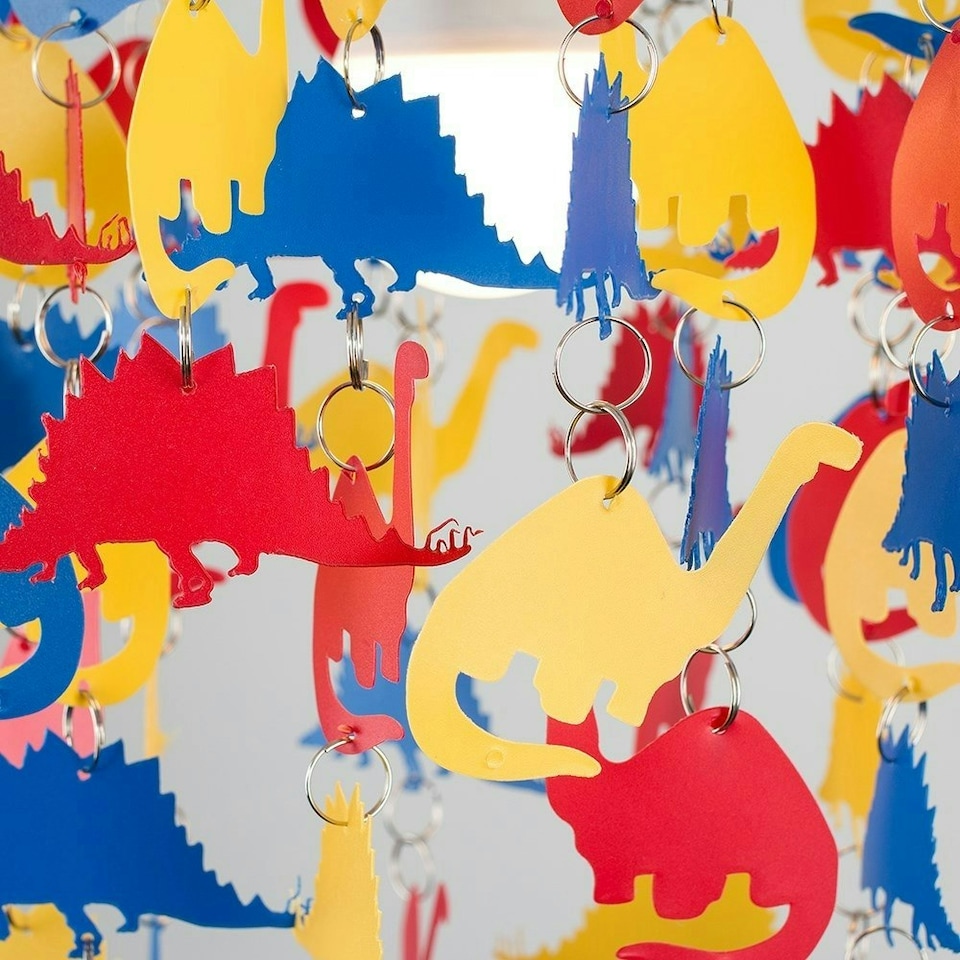 image 1 of ValueLights Childrens Multicoloured Dinosaur Nursery Ceiling Pendant Light Shade