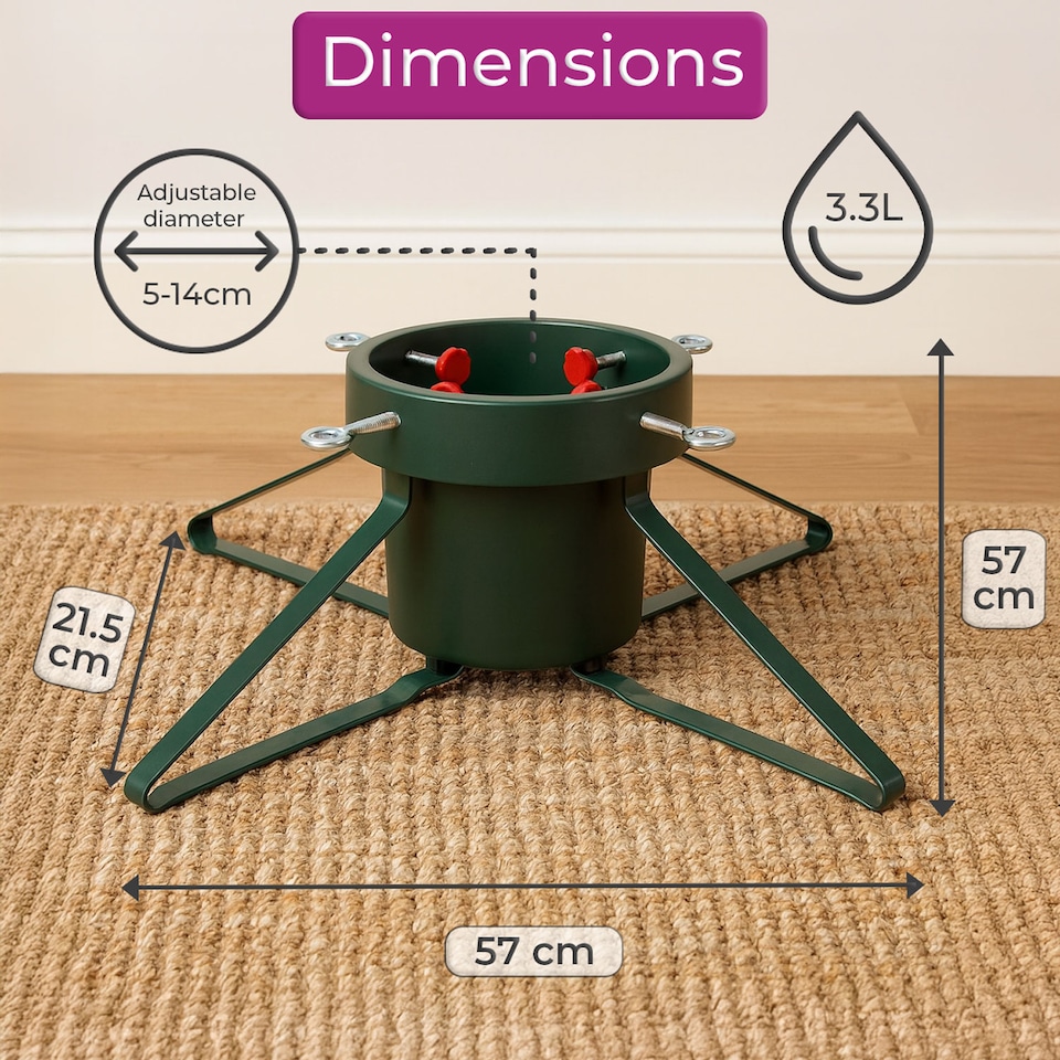image 1 of Neo Christmas Tree Stand for Real Trees up to 8ft Extra Large Heavy Duty Metal Base | Green | Green