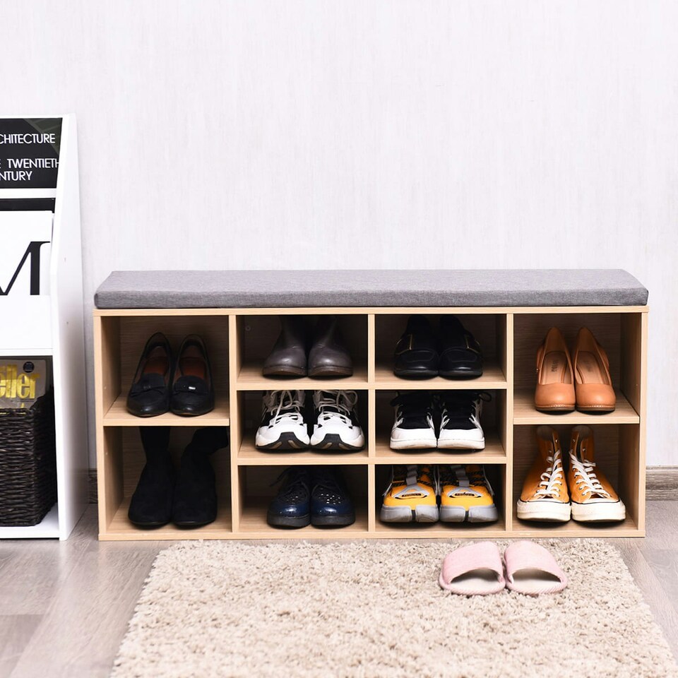 image 1 of COSTWAY Wooden Shoe Bench Shoe Storage Organizer N/A