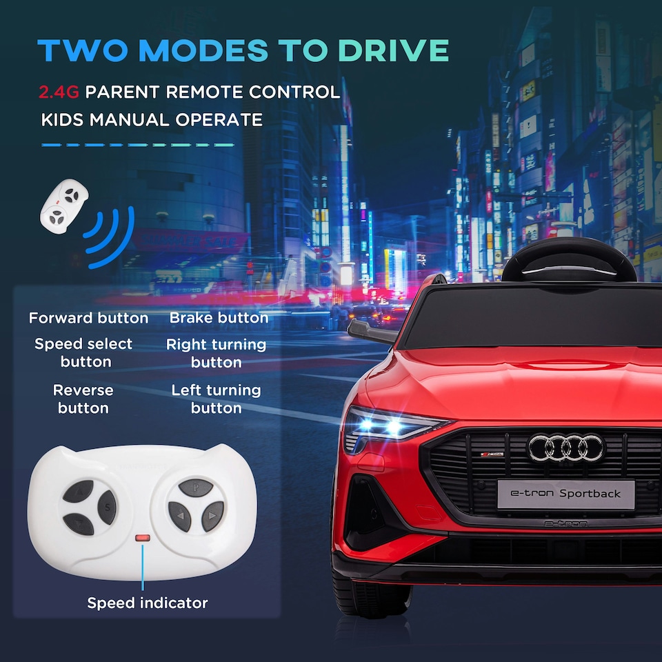 image 1 of HOMCOM 12V Kids Electric Ride-On Car/ w Remote Control, Lights, Music - Red