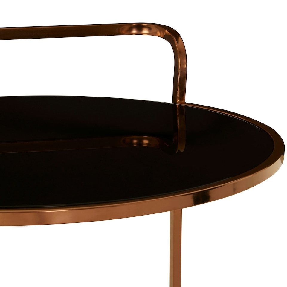 image 1 of Interiors by Premier Elegant 2 Tier Gold Finish Drinks Trolley, Functional Bar Trolley, Easy Mobility Drinks Trolley