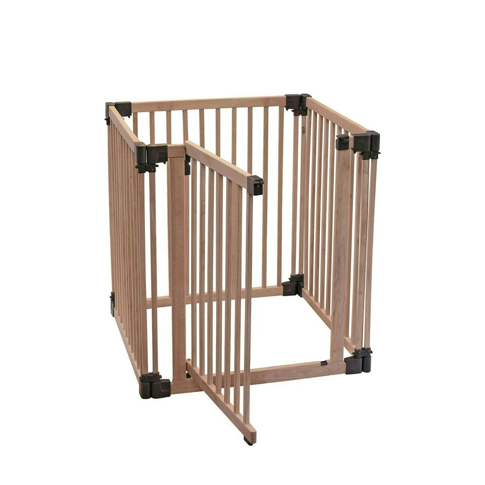 image 1 of Bettacare Wooden Dog Pen, 80cm x 80cm, Natural Wood, 76cm High, Dog Pen for Pets Dogs and Puppy, Dog Playpen Cream