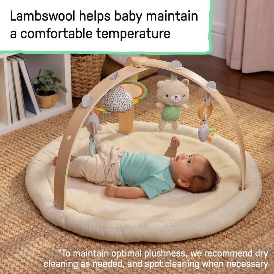 image 1 of Ingenuity Every Season Plush Lambswool Baby Gym & Tummy Time Play Mat Newborn+