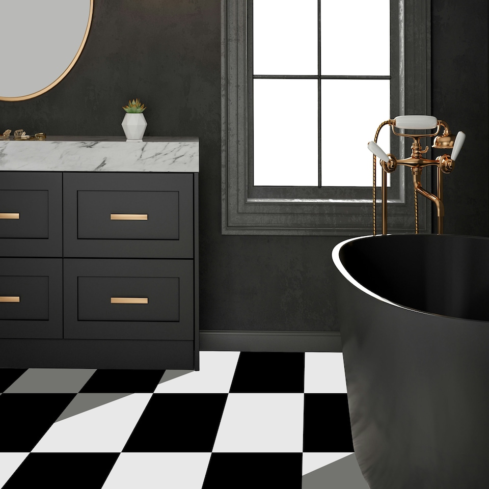 image 1 of Floor Tile Plain 30.5x30.5cm Black & White (10 Tiles Per Pack)