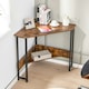 image 3 of COSTWAY Corner Desk Triangle Computer Table w/Power Outlet Brown Brown