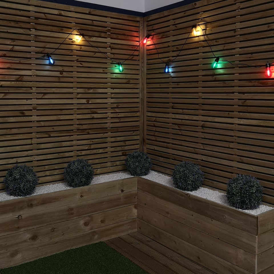 image 1 of 4.5m Set of 10 Connectable Festoon Bulb Lights in Multi-Coloured with Timer Function