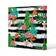 image 1 of Tropical Plants on Black & White Stripes (Canvas Print) 46 x 46 x 4cm