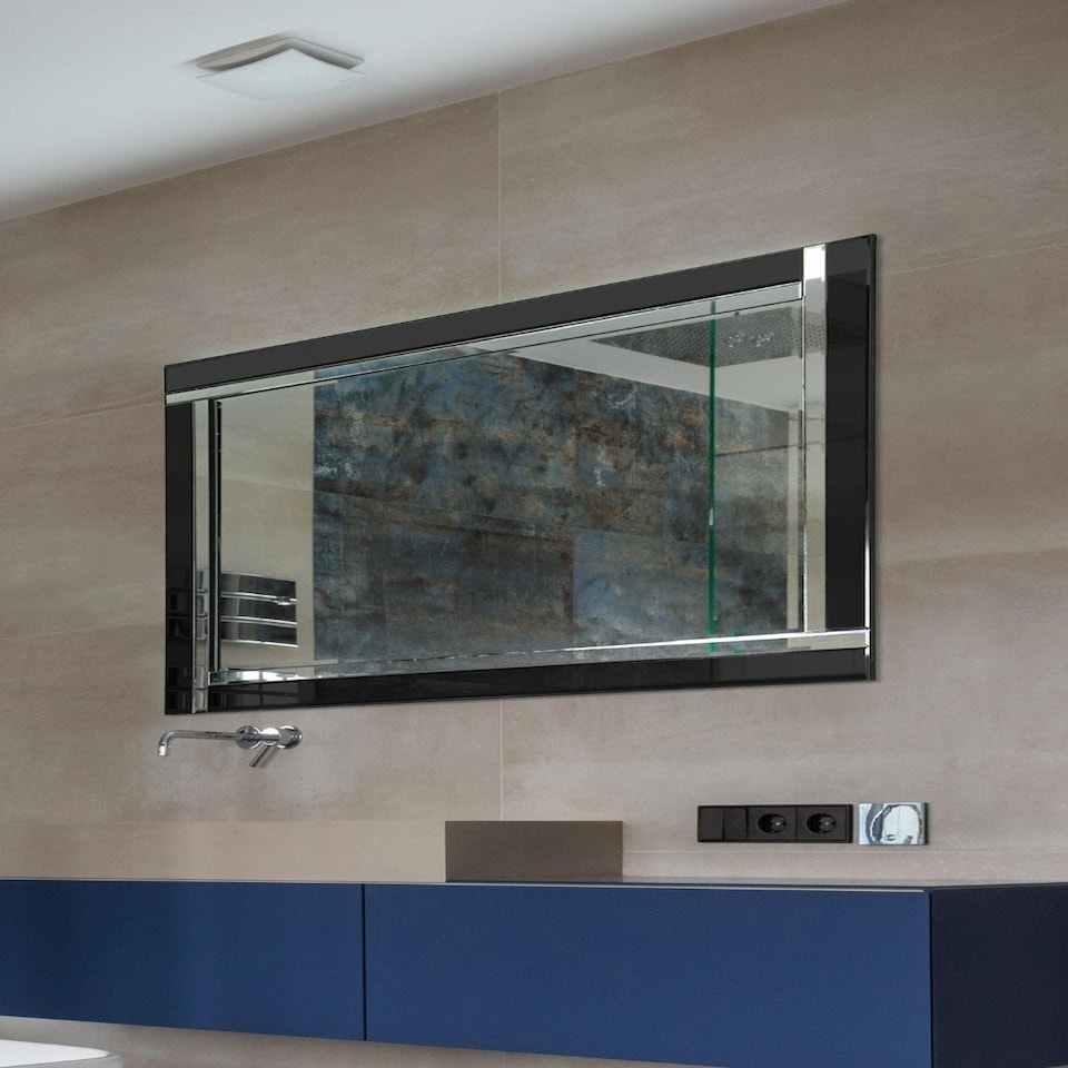 image 1 of Aston Black All Glass Dress Mirror 120 x 80 CM Black