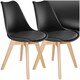 image 1 of Dining Chairs Frederikke - padded, ergonomic shape, wooden legs - Set of 2 Black