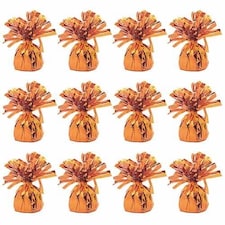 Metallic Orange Foil Balloon Weights - Pack of 12