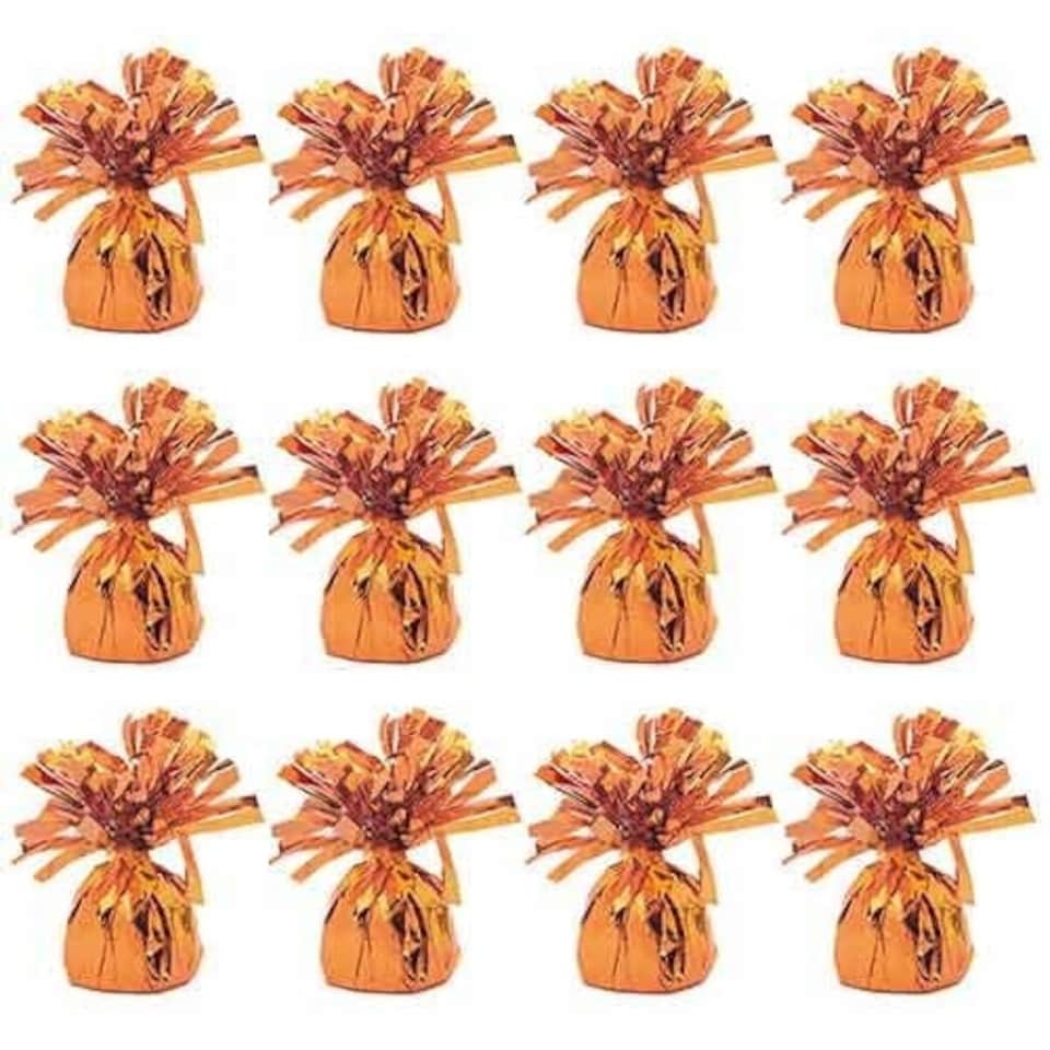 image 1 of Metallic Orange Foil Balloon Weights - Pack of 12