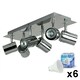 image 1 of ValueLights Rectangular 6 Way Adjustable Ceiling Spotlight in a Silver Chrome Finish - Complete Branded 5w LED Bulbs 6500K Cool White