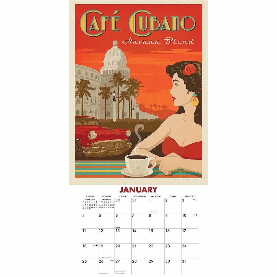 Coffee Delights Calendar 2026, Wall Calendars, Month To View