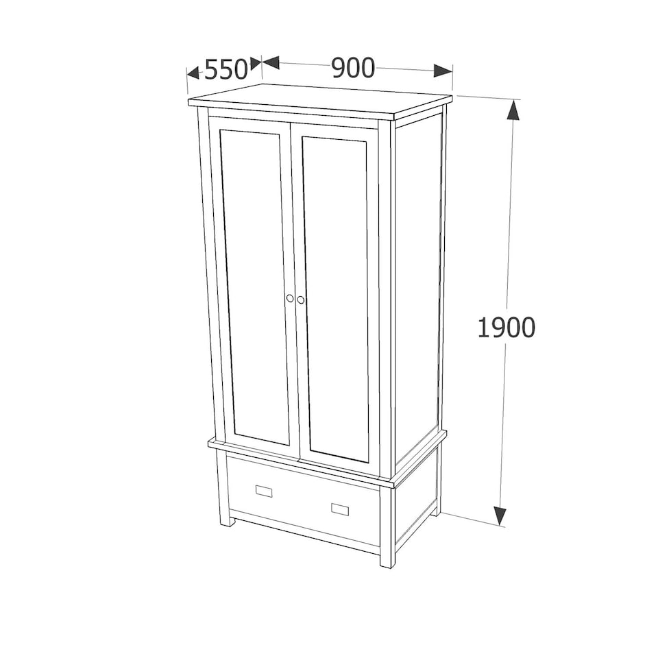 image 1 of Core Products Dunkeld 2 Door, 1 Drawer Wardrobe - Midnight Blue, H190.0cm x W90.0cm x D55.0cm Blue