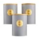 image 1 of Cooks Professional 3 Piece Ribbed Tea, Coffee, & Sugar Cannisters with Bamboo Lids | Stainless Steel Kitchen Storage Bins | Grey & Gold