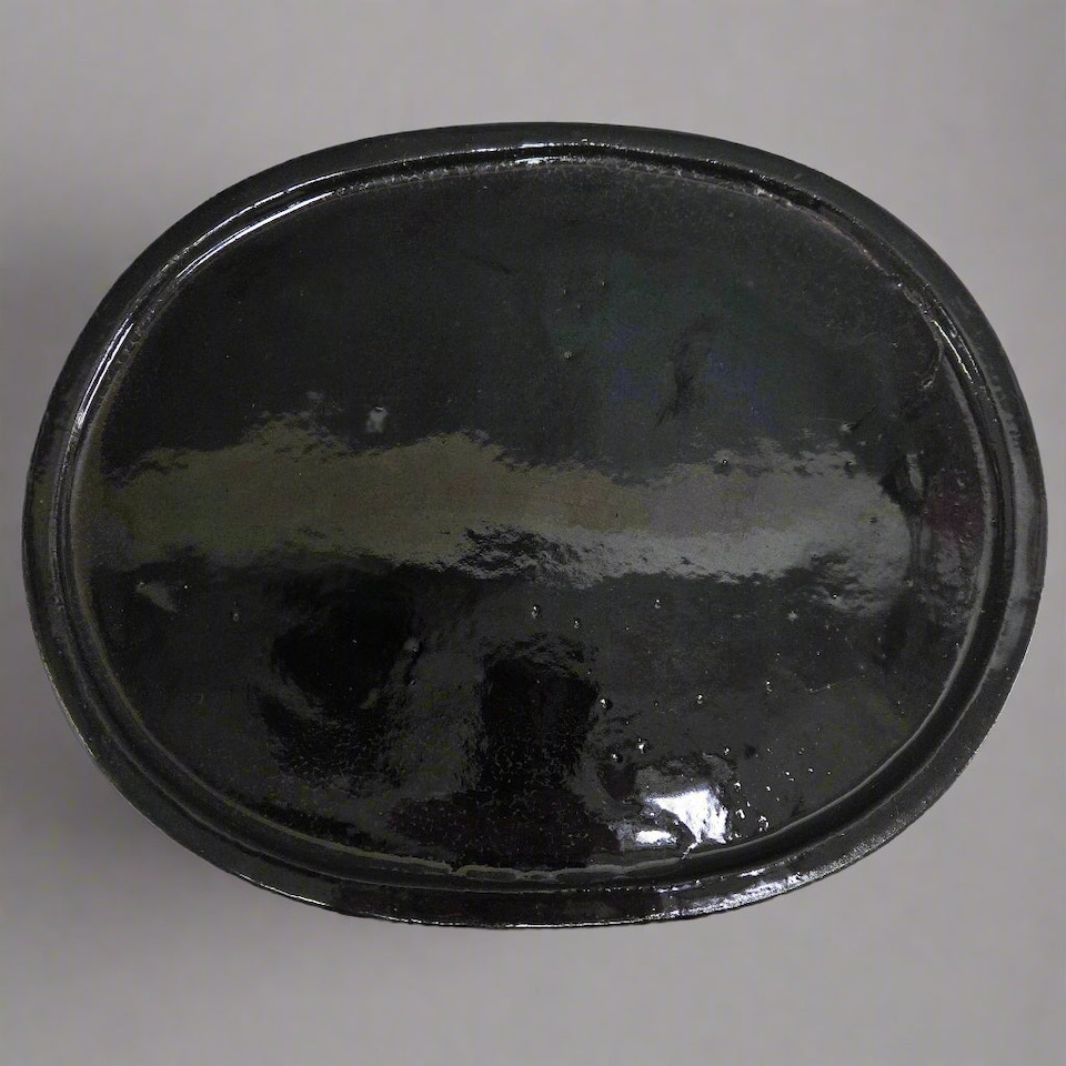 Yorkshire Bonsai 36cm Glazed Bonsai Pot Drip Tray Oval Black