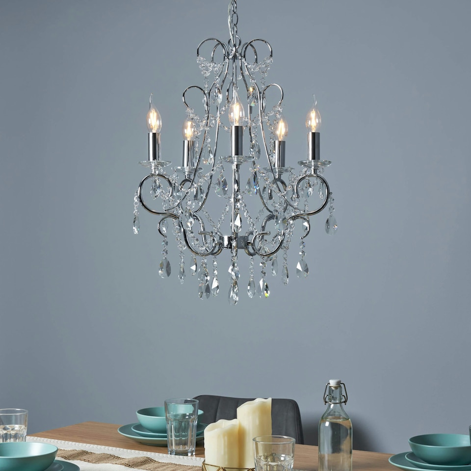 image 1 of BHS Viola 5 Light Chandelier, Silver