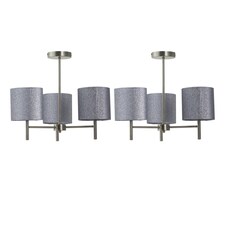 Set of 2 Brea - Antique Brass Light Fittings & Silvery Glitter Shades | Yellow | Grey | 2