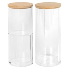 Harbour Housewares 2pc Reusable Plastic Bathroom Canister Set with Bamboo Lid