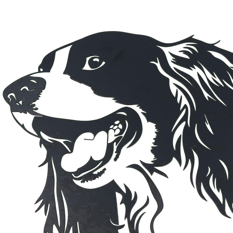 image 1 of Black Metal Peeking Spaniel Silhouette with Fixing Plate Garden Ornament Gift