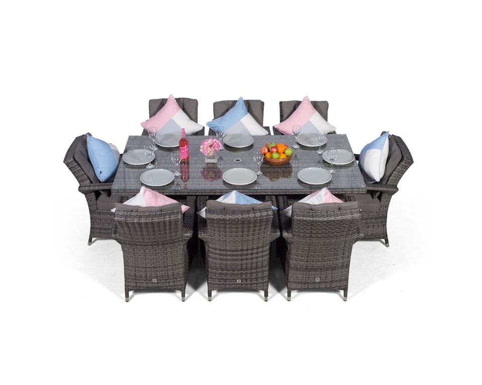 image 1 of Arizona Rectangular 8 Seater Rattan Patio Dining Set | Grey | Grey