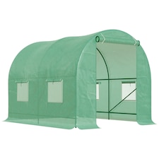 Outsunny Polytunnel Greenhouse Outdoor Grow House Roll Up Door Windows 2x2.5m