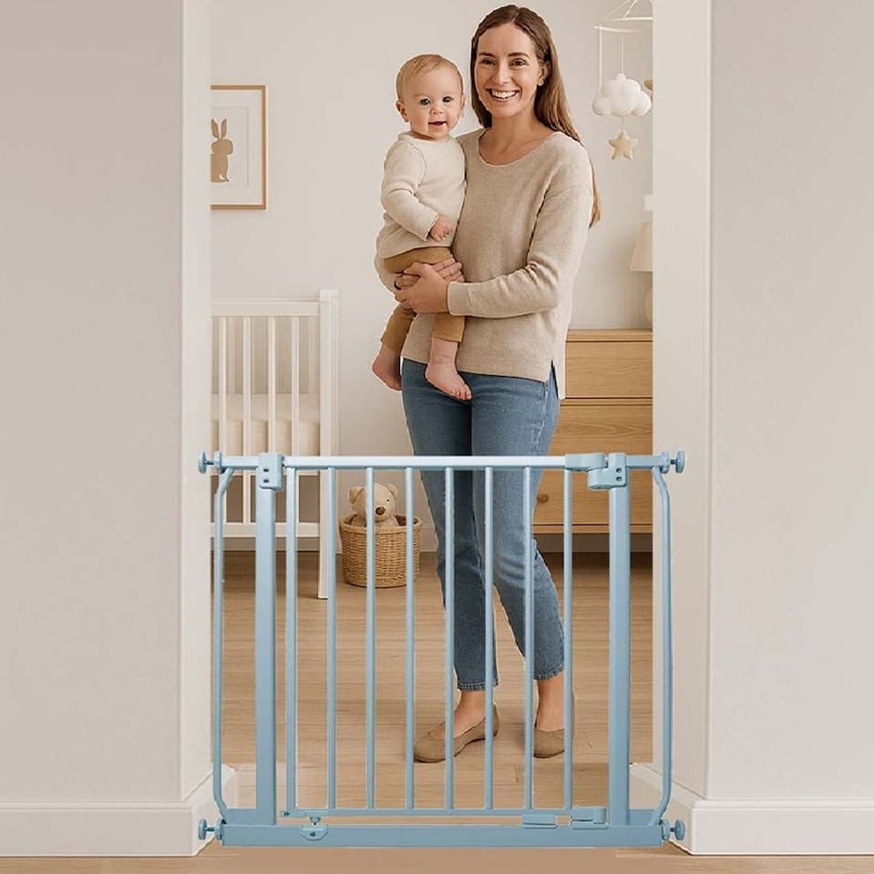 image 1 of Safetots Elite Pressure Safety Gate, 116cm - 125cm, Matt Grey, Pressure Fit Stair Gate, Baby Gate for Doors Hallways and Spaces, Safety Barrier, Easy Installation