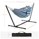 image 4 of Yaheetech Outdoor Hammock with Adjustable Steel Stand-Blue Red Stripe