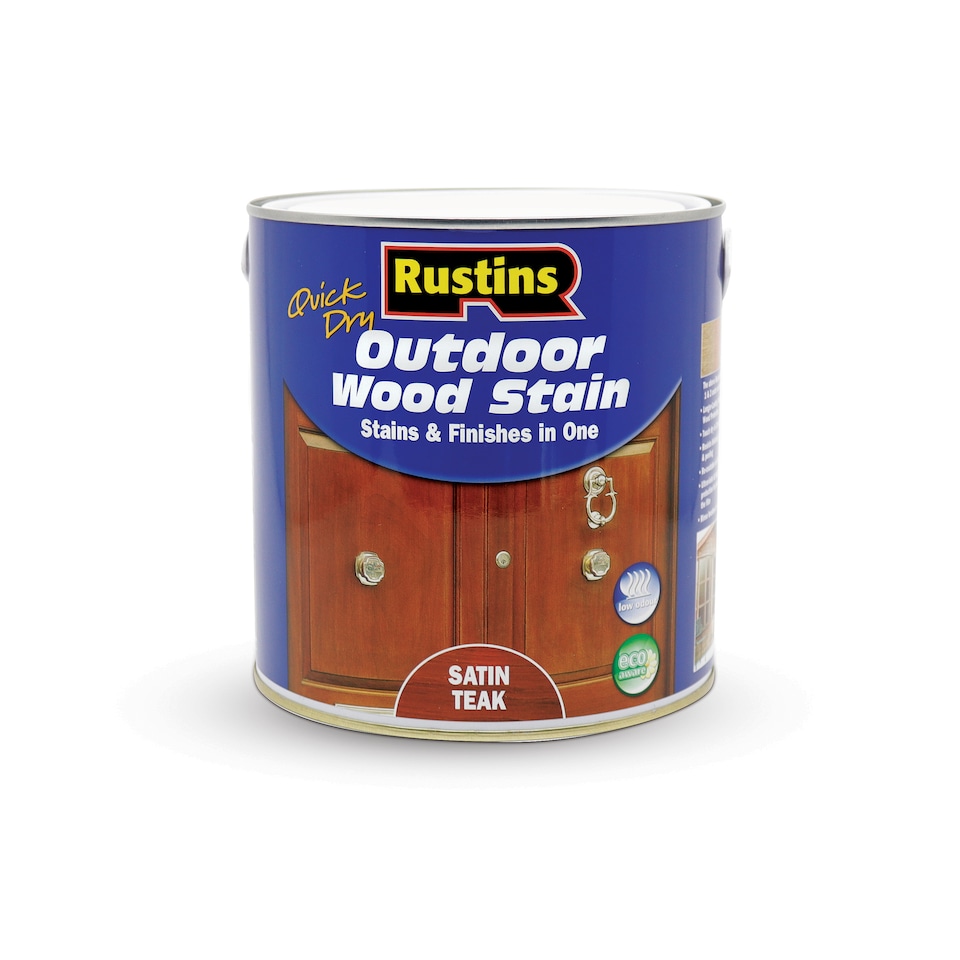 image 1 of Rustins Quick Dry Outdoor Wood Stain Satin Teak 2.5L | Brown | 1