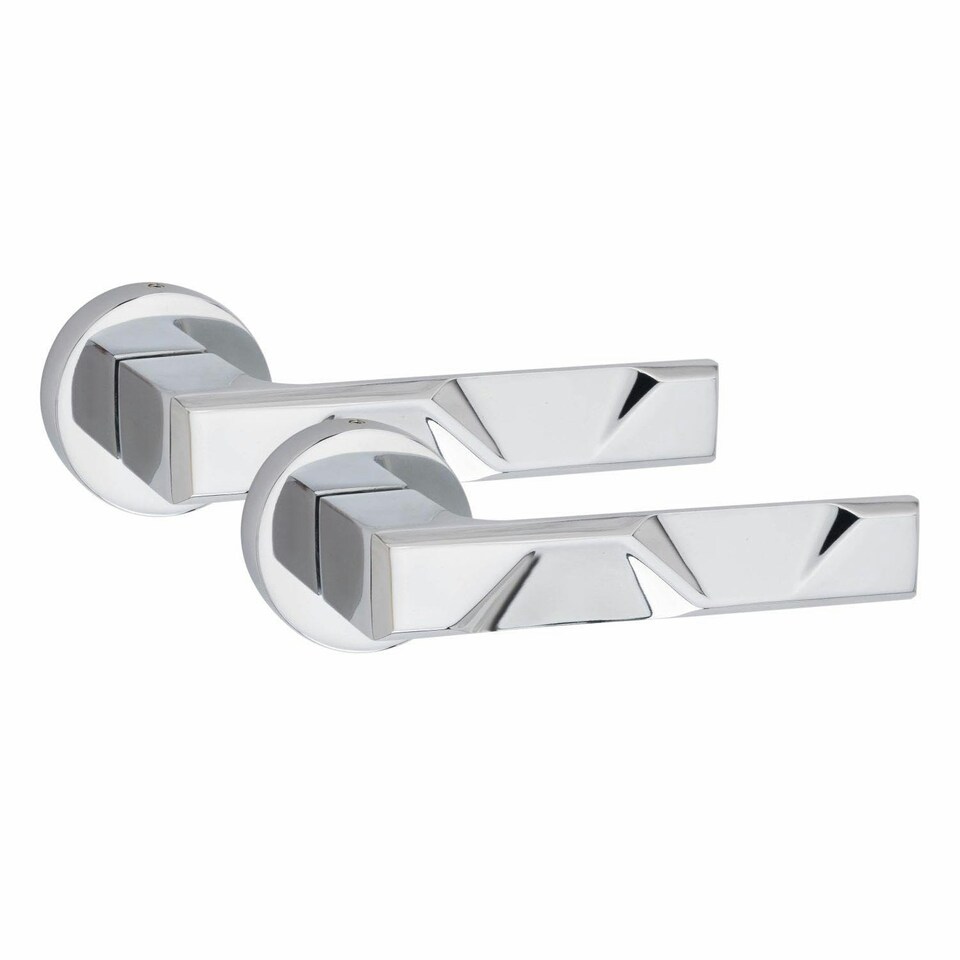 image 1 of Golden Grace Modern Nova Design Premium Bathroom Door Handles on Round Rose in Polished Chrome Finish Chrome
