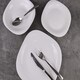 image 2 of White Opal Glass Dinner Set Plates Soup Bowls Dinnerware | White | Hudson Square - 12 Pcs | 12
