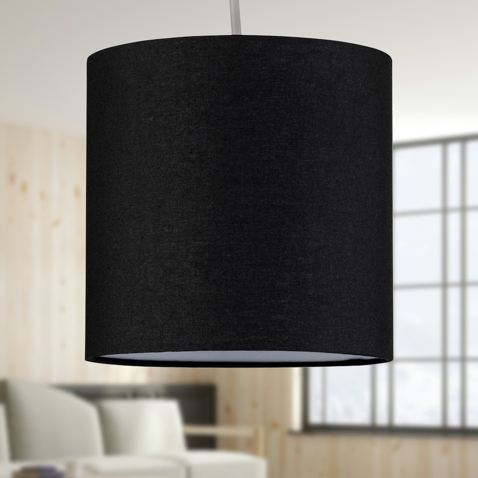 image 1 of Black Textured Cotton 17cm Table Lamp Shade Black