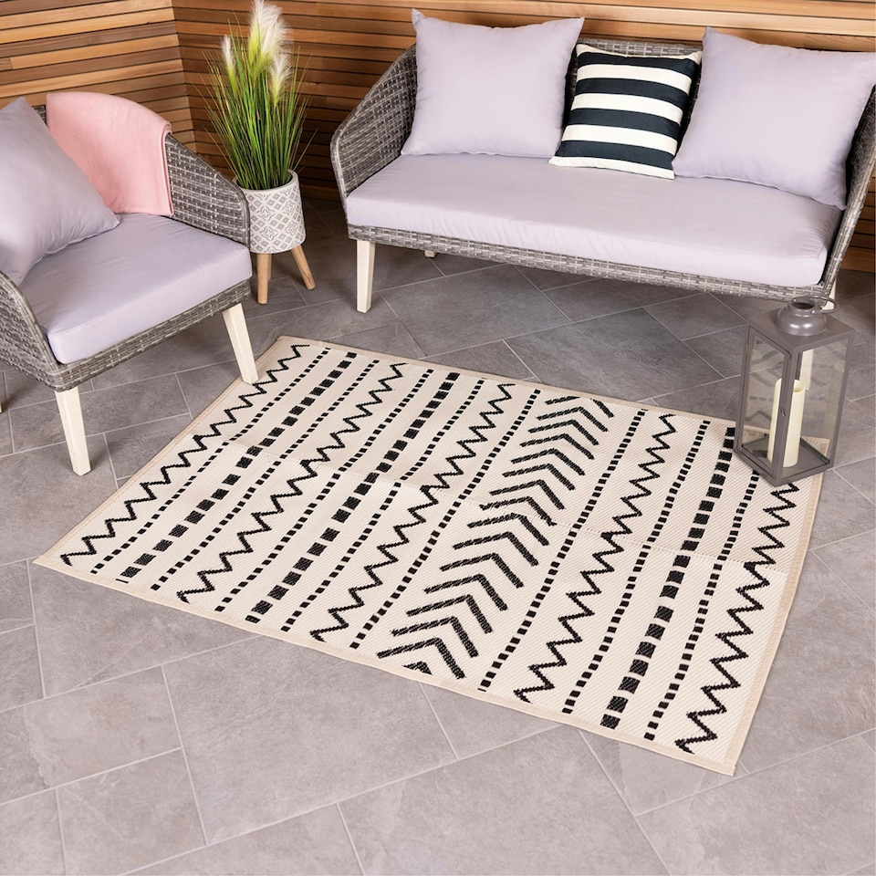 image 1 of Charles Bentley Moroccan Weatherproof Cream Outdoor Rug 120x170
