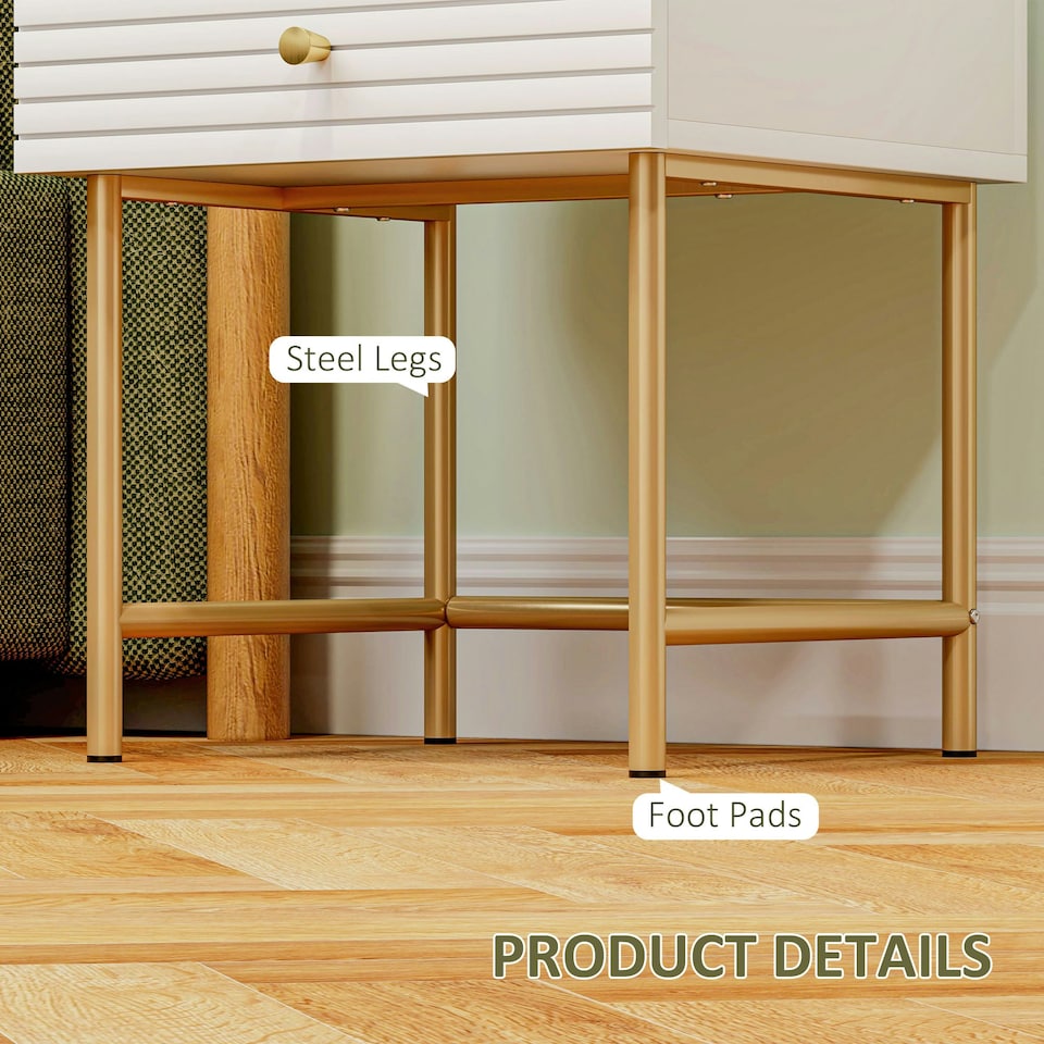 image 1 of HOMCOM Bedside Tables Set of 2 with 2 Drawers for Bedroom, White