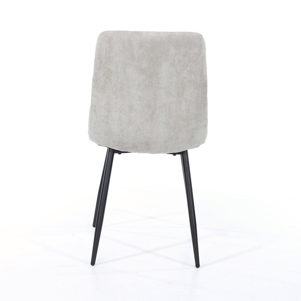 image 1 of Pair of Aspen Cord Fabric Straight Stitch Compact Dining Chairs with Black Tapered Metal Legs | Grey | Light Grey | 1