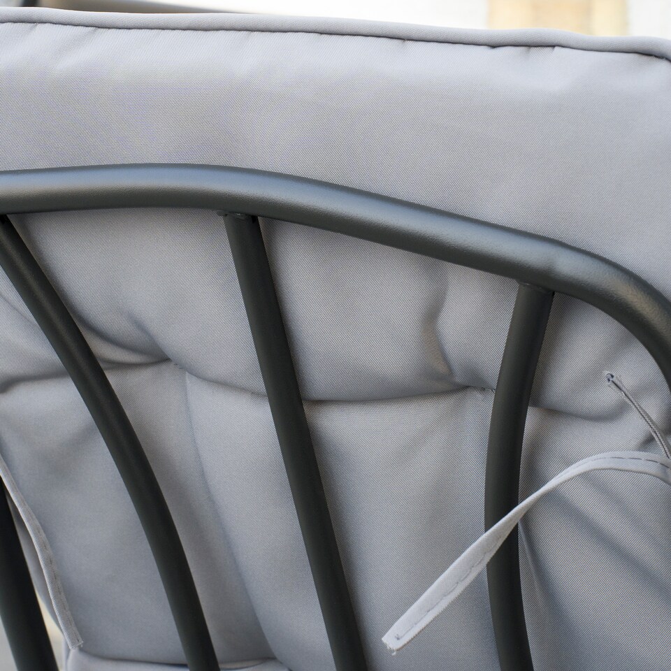 image 1 of Outsunny 7 Pieces Garden Dining Set, Outdoor Rectangular Dining Table and 6 Cushioned Armchairs, Tempered Glass Top Table w Umbrella Hole, Texteline Seats, Grey